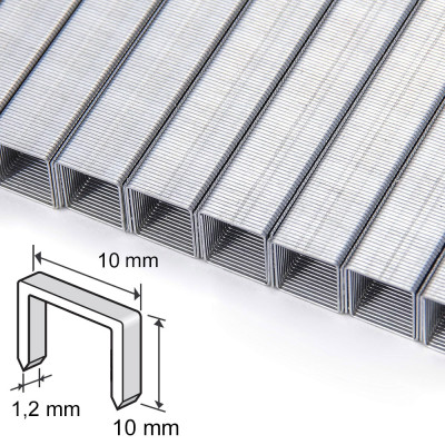 Tűzőkapocs 10.6X10X1,2 400db és 100db 15mm-es T-fejű szeg.